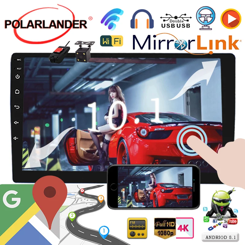 

2 din 8.1 universal Car Radio WIFI Bluetooth MP5 Player 10.1 inch Android Android 8.1 1G 16G GPS NAVIGATION