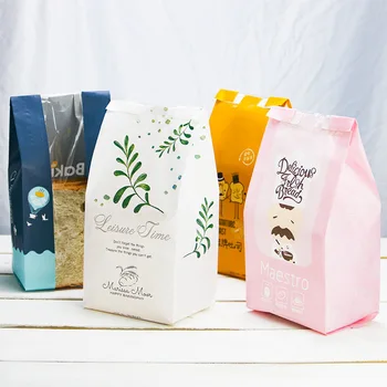 

Kraft Paper Toast Bag with Clear Window Food Baking Packaging Bags Oil Proof Take Out Snack Bread Bag