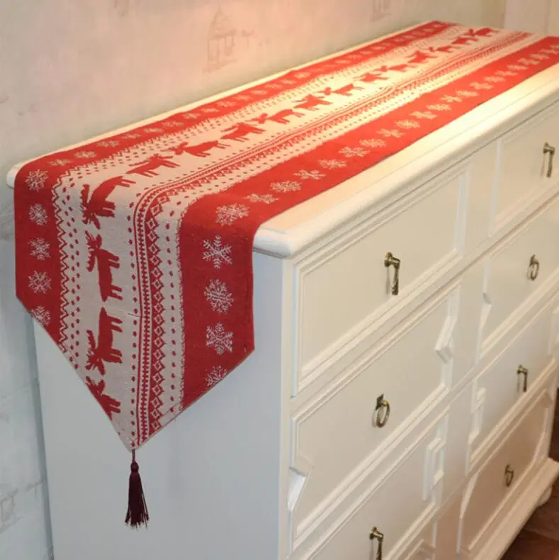 

INS Table Flags Christmas Linen Elk Tree Table Flag Tablecloths Party Decoration Bed table runner christmas decorations for home