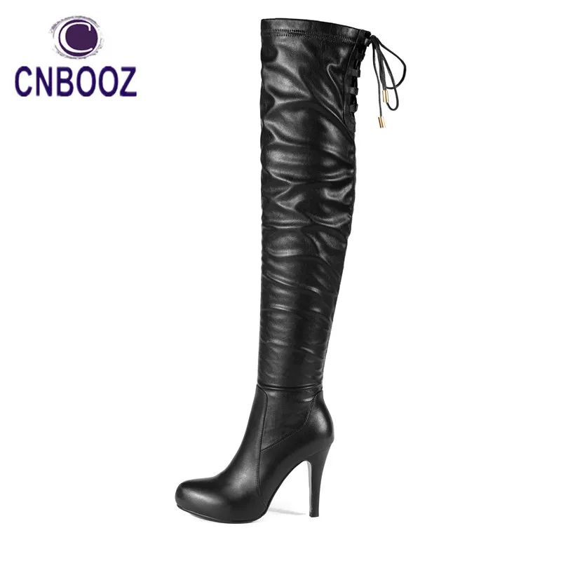 CNBOOZ women knee boots shoe stretching long women's winter boots thigh