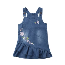Модная одежда для детей, Детская мода для маленьких девочек, на бретелях, джинсовая юбка лето с цветочным принтом одежда для малышей джинсы нарядное платье без рукавов для детей Одежда для девочек
