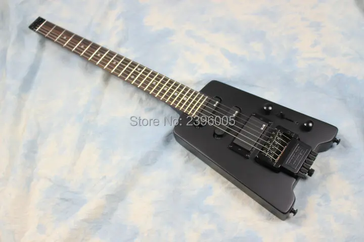 

New+Hot sale steinberg spirit electric guitar, without headstock, mahogany body matte black color, one piece mini guitar