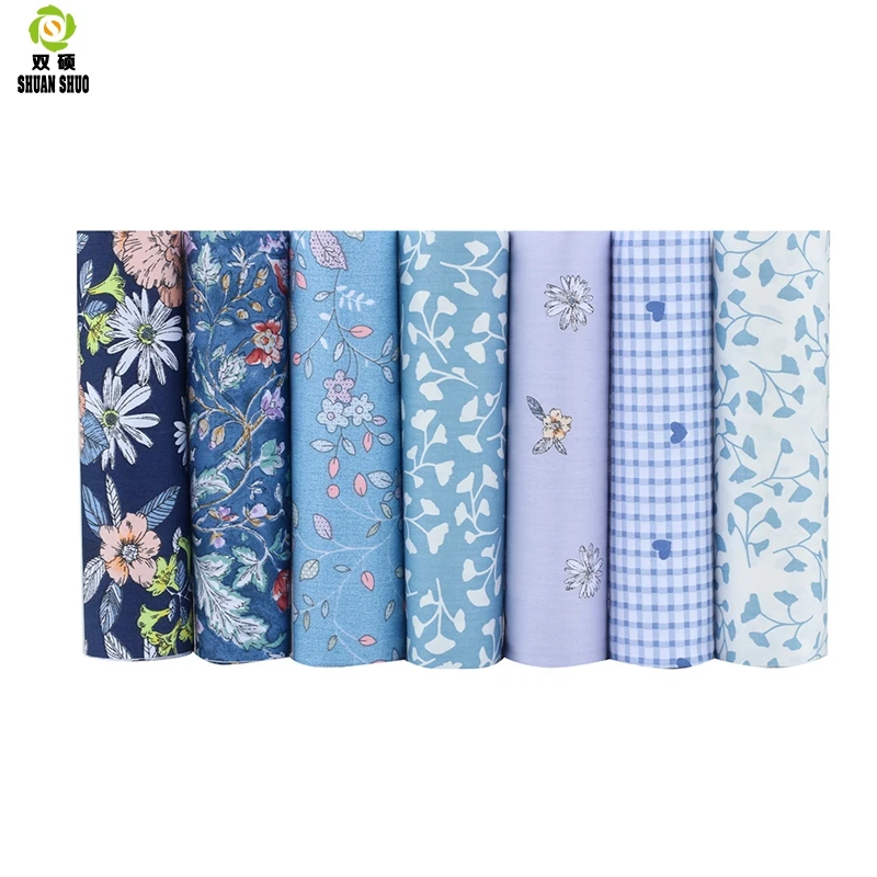 

Shuangshuo Blue Flower Cotton Tissus Fabric Patchwork Fabric Fat Quarter Bundles Fabric For Sewing Doll Cloths 40*50cm 7pcs/lot