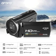 ORDRO HDV-F5 1080P Цифровая видеокамера 24MP 16X Anti-shake 3," вращающийся сенсорный экран ЖК-видеокамера DV с пультом дистанционного управления