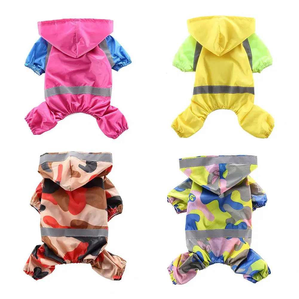 

Fashion Pet Dog Waterproof Raincoat With Hood Dog Raincoat Poncho Reflective Strip Design Belt Can Be Adjusted