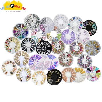 

DIY Resin Jewelry Stuff Metal Moon Rivet Heart Star Crystal Nail Art AB Round Diamonds Accessories Bows Pearls Mini Beads Decor