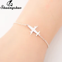 Shuangshuo מטוס מתכוונן צמידים לנשים תכשיטי קישור שרשרת נירוסטה מטוסי מטוס צמיד femme(China)