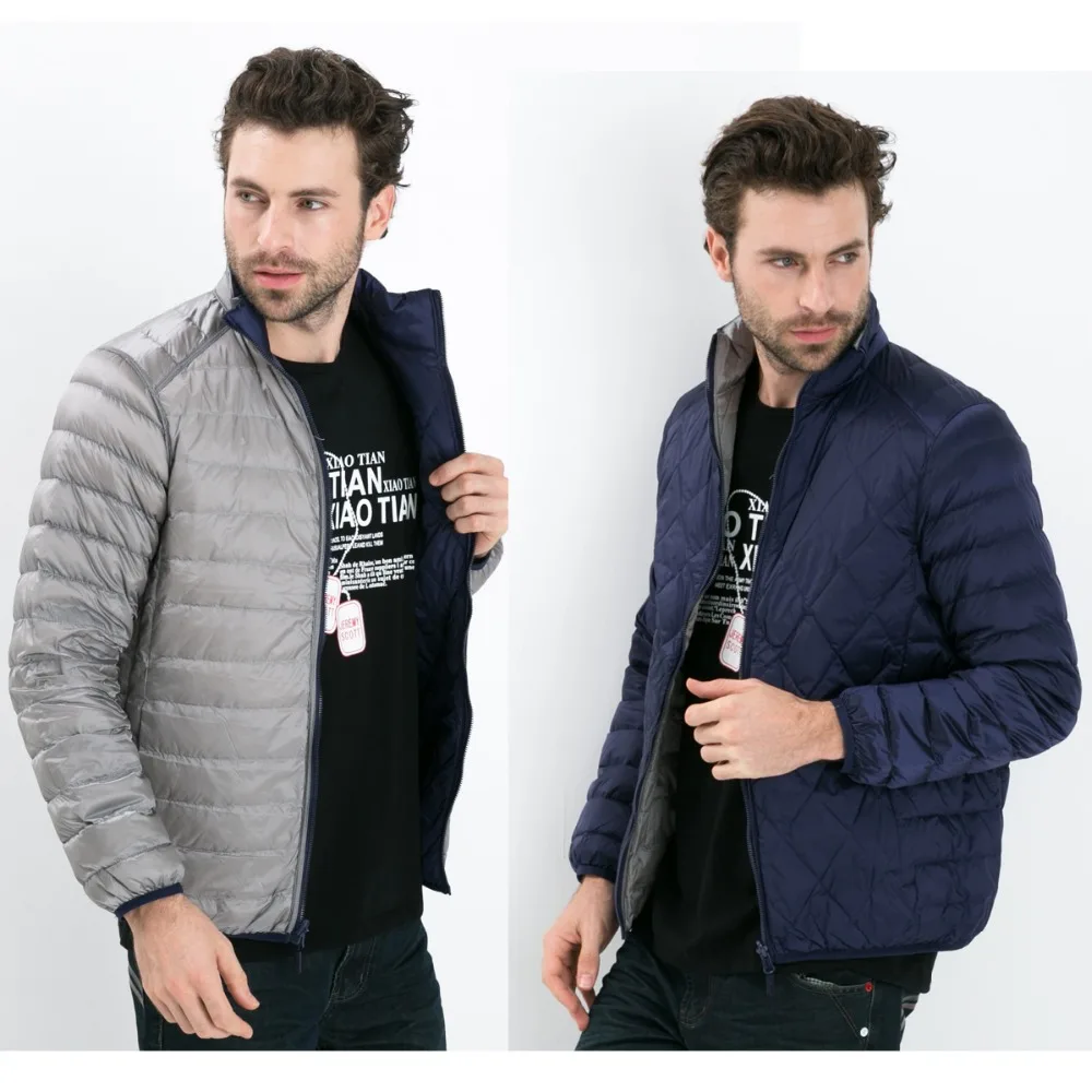 New 2019 Double sided Zipper Brand Duck Down Jackets Men Autumn Winter ...