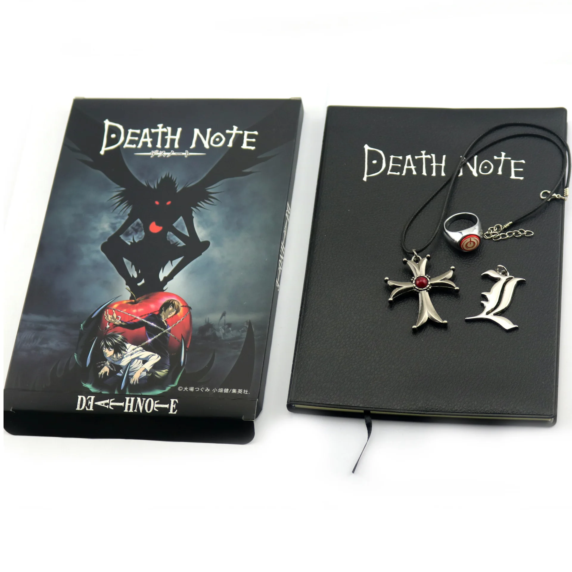 Лидер продаж косплей Аниме Реквизит ожерелье из Death Note кольцо с подвеской набор 4