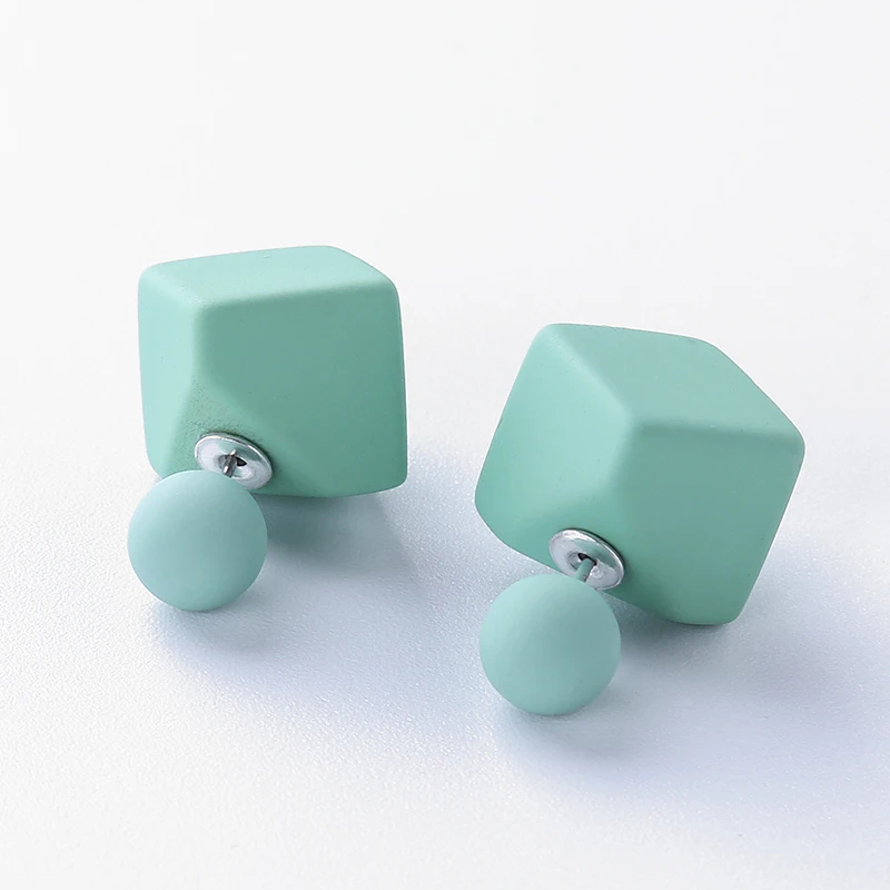 

Brand Quality Polygon Cute Stud Earrings For Women Geometric Candy Color Acetate Earrings Fashion Jewelry Accessories Brincos