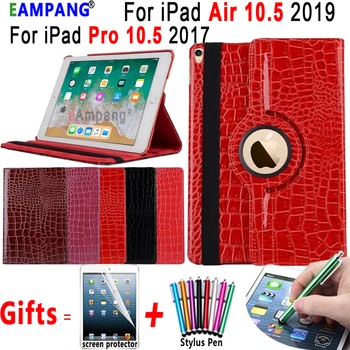

360 Rotating Crocodile Leather Smart Cover Case for Apple iPad Air 10.5 2019 iPad Pro 10.5 A1701 A1709 Coque Capa Funda Holder