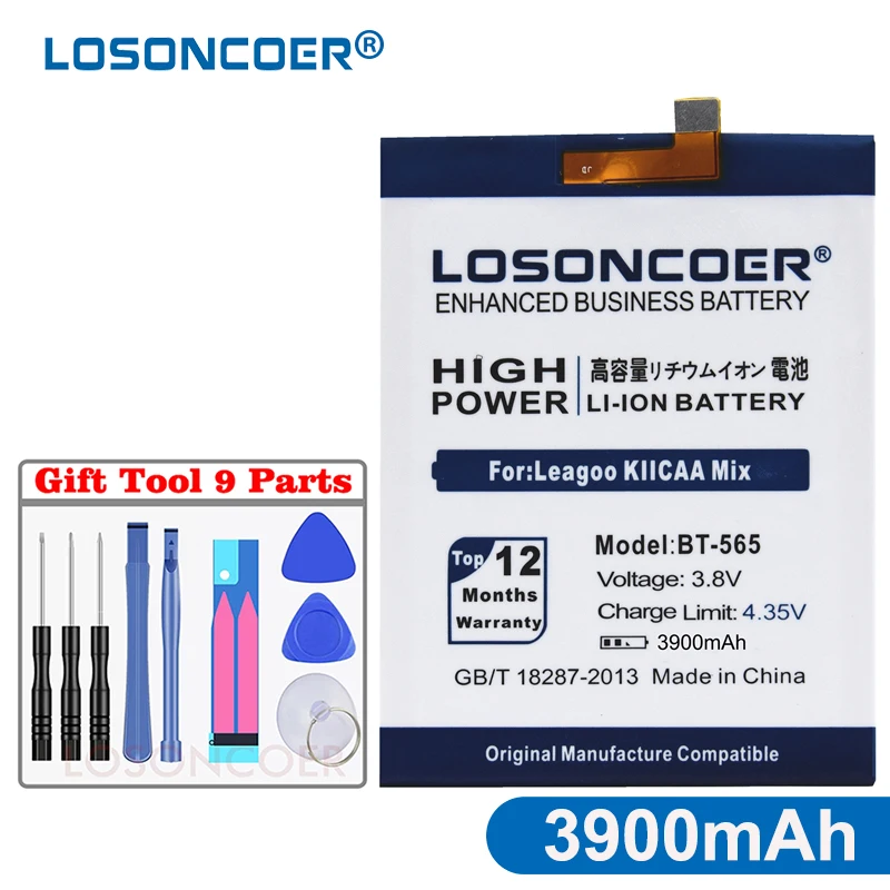 

LOSONCOER BT-565 3900mAh Mobile Phone Battery For Leagoo KIICAA Mix T5C T5 High Quality Battery +Gift tools