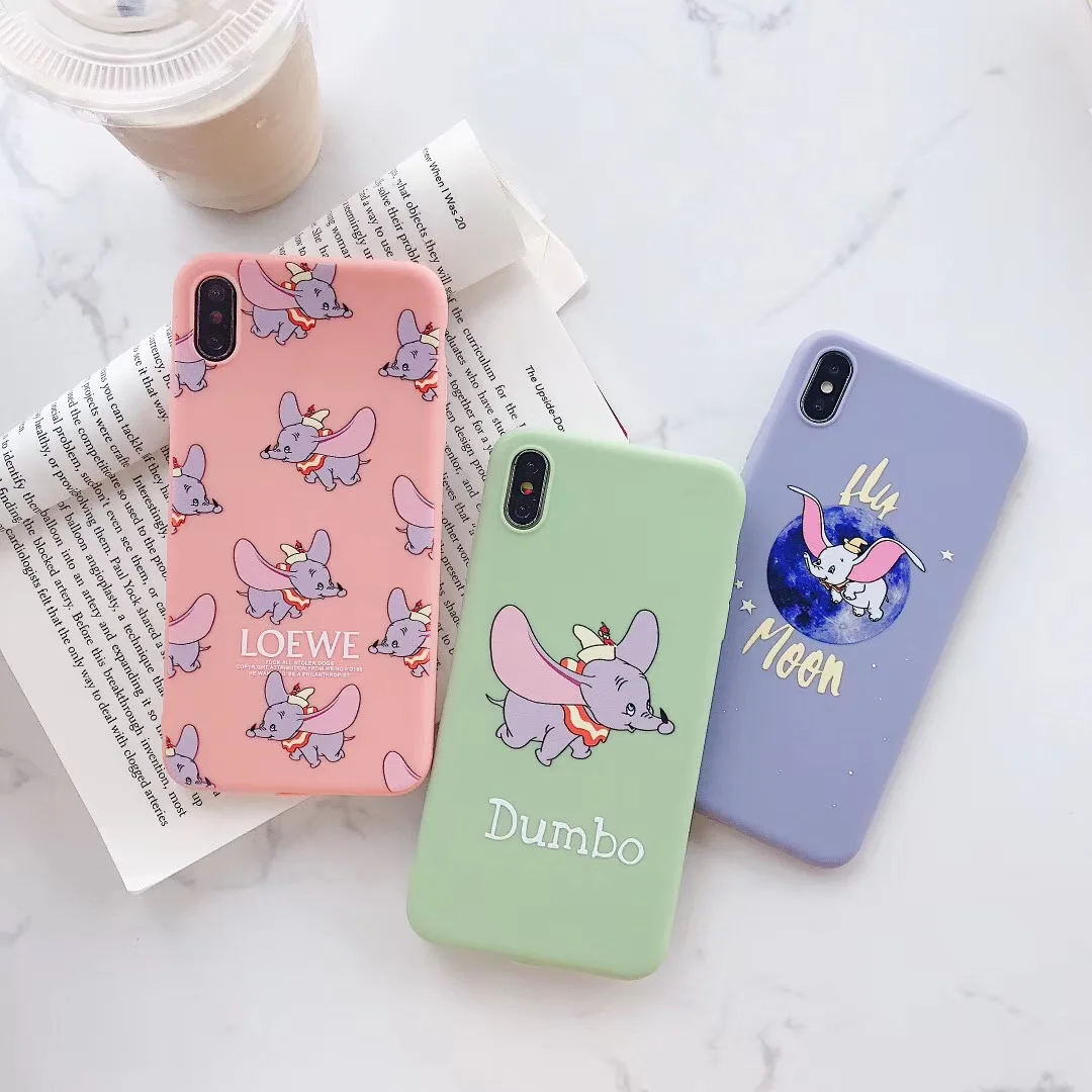 Чехол для телефона с парой мультиков Dumbo для iphone X XS MAX XR 7 8 6 S Plus Милая забавная мягкая задняя крышка из ТПУ с изображением слона конфет