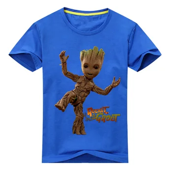 

Children New Summer Casual White Tee Tops Clothes For Baby Groot Print Tshirt Boy Girls T-shirt Kids 3D T Shirts Clothing DX040