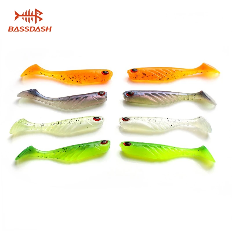 

Bassdash UV Fishing Lure Soft Baits 8pcs 70mm 3g Shad Carp Fishing Iscas Artificial Vivid Worm Swimbait Minnow Fishing Tackle