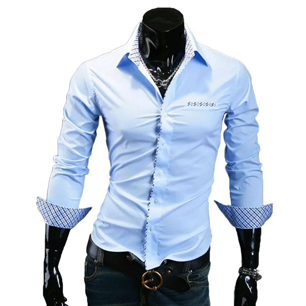 2016 Men's Summer New Long sleeved Turndown Collar Cotton Shirt Casual