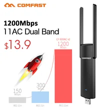 COMFAST Usb Wifi адаптер 1200 Мбит/с двухдиапазонный Wi-Fi приемник ПК USB 3,0 антенна 802.11ac/b/g/n 2,4 ГГц+ 5,8 ГГц CF-926AC V2