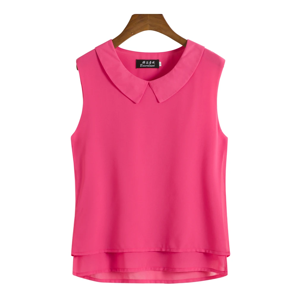 2019 Fashion Brand Women's blouse Summer sleeveless Chiffon shirt  Sexy Collar Casual blouse Plus Size 5XL Loose Female Top