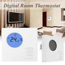 QUARTO TERMOSTATO DIGITAL ELETRÔNICO COM FIO RÍGIDO UNIDADE COM ECO CARACTERÍSTICA BOTÃO BRANCO