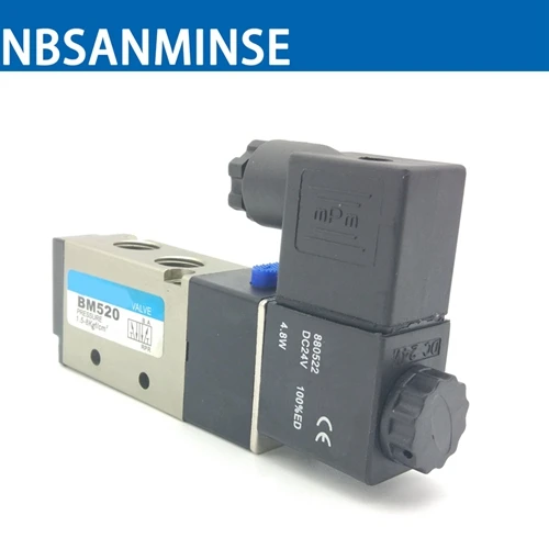 NBSANMINSE BM520 G1/4 Пневматический электромагнитный клапан две позиции пять способ Air Управление клапан одной катушки двойная катушка