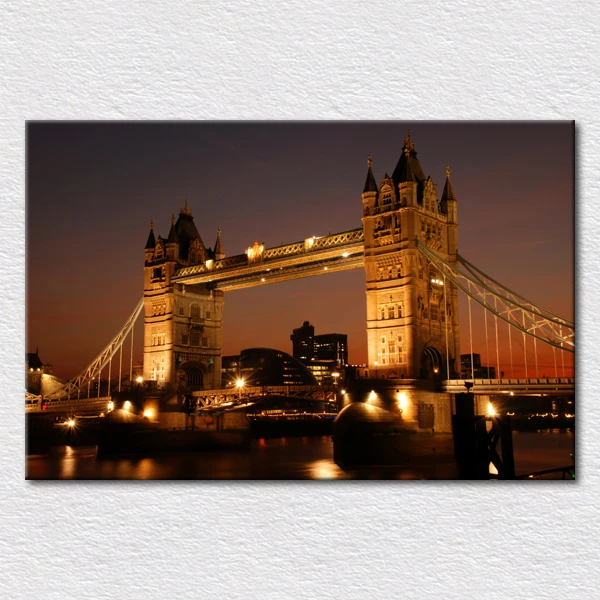 

Supply Canvas prints bridge art paintings of beautiful tower bridge light view from photo to hang on office free shipping