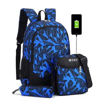 

SIXRAYS Male Backpack for Teenagers Boy School Bags Children Waterproof Oxford USB Charge Design Bag Boy Backpack Schoolbag