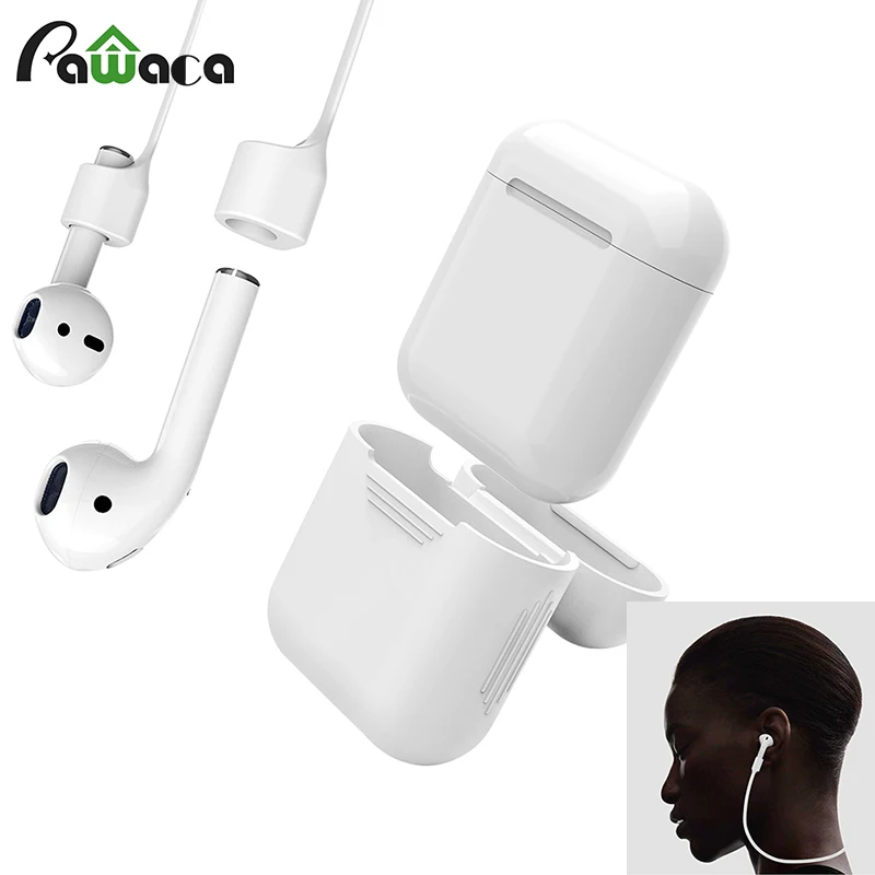 Empty silicone Container Storage Box with rope for airpods For charing case Anti Lost Strap Loop String Rope accessories | Дом и сад