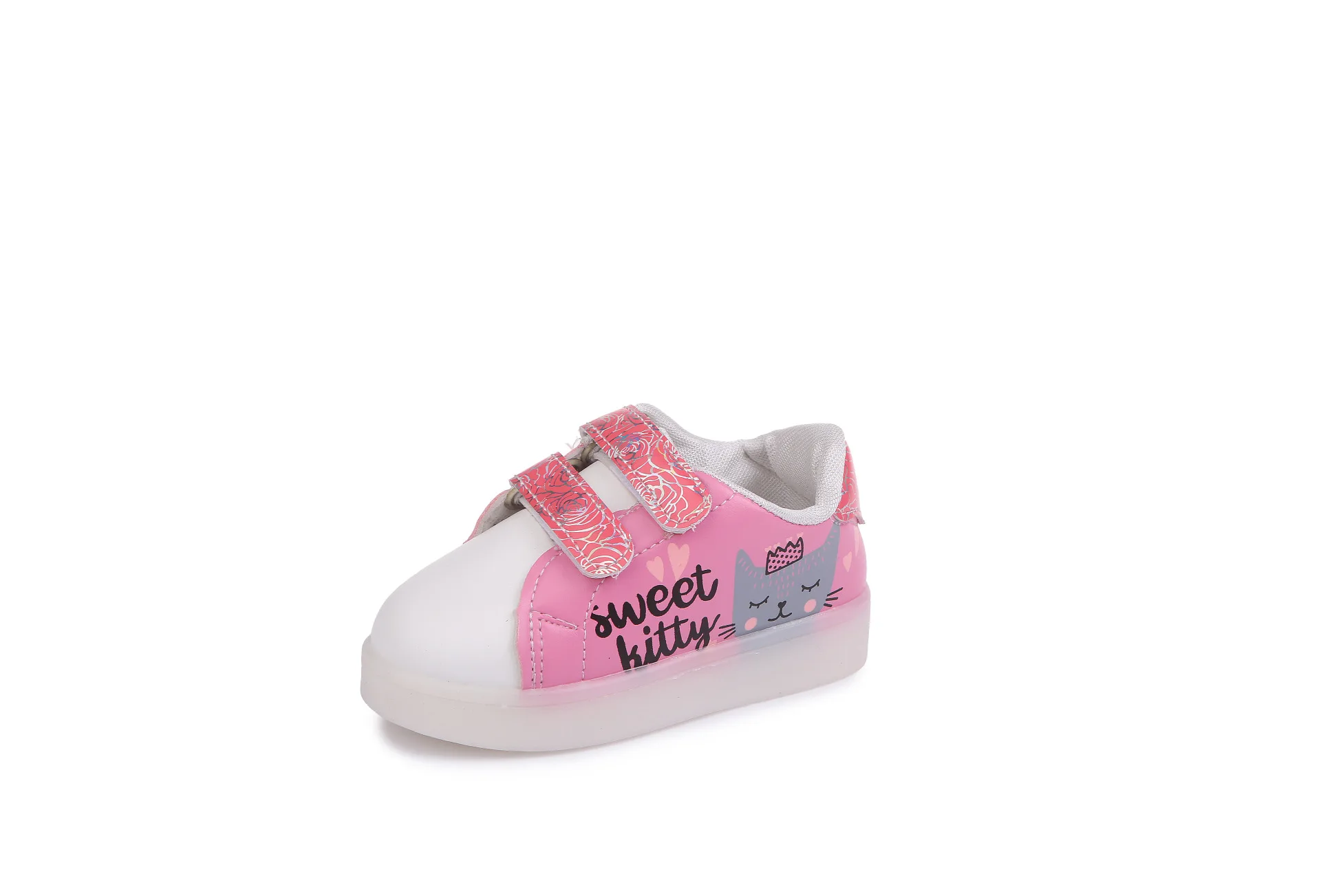 Европейский камуфляж звезды крутая обувь для девочек и мальчиков светодиодный свет модные детские кроссовки Повседневная светящаяся детская обувь - Цвет: pink