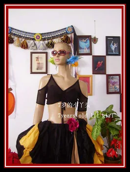 

Transparent thin belly danc top Tribal Choli belly dance costume short drop sleeve top C901-06