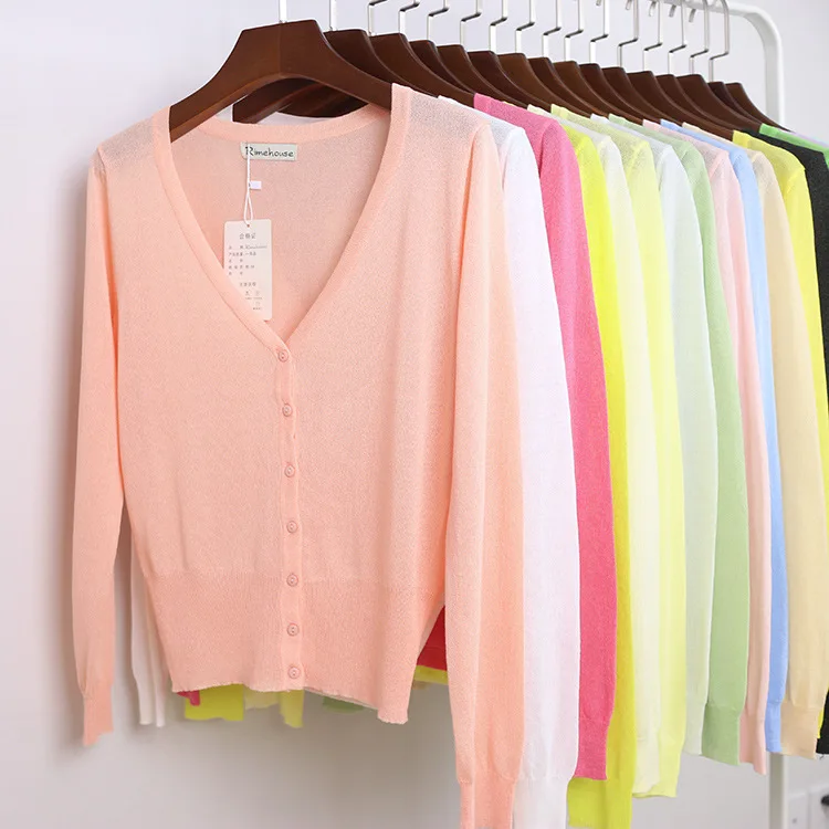 حجم M-XL المرأة الخامس الرقبة محبوك عارضة فضفاض كاملة كم البلوزات بالأزرار سيدة الحياكة أبلى