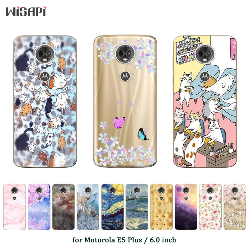 

6.0inch for Motorola E5 Plus Phone Fitted Case Soft Silicone for MOTO E5Plus Fashion Printed Clear TPU for E5Plus Coque