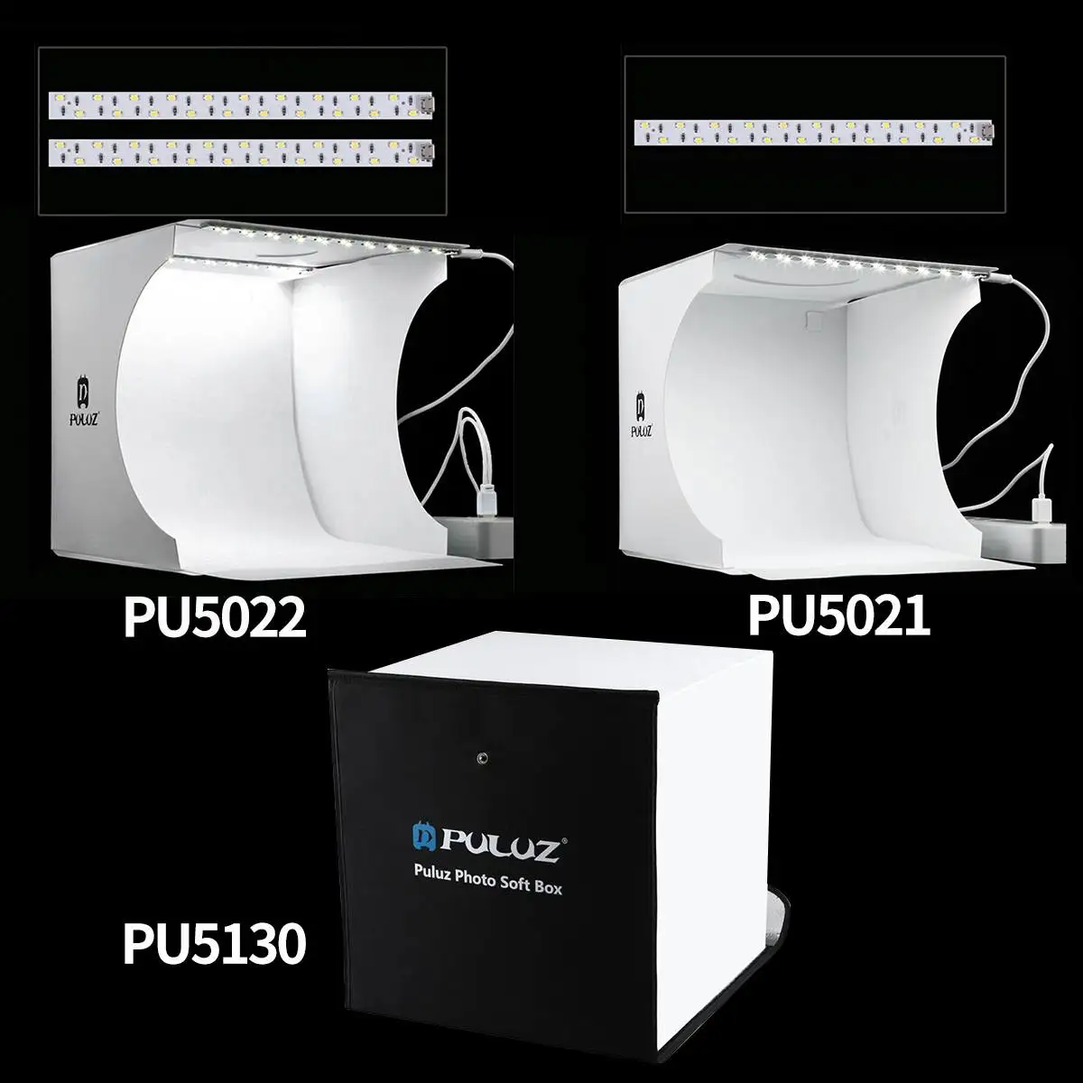 

3 Style PULUZ for lightbox Dual/single LED Panels Folding Portable Photo Video Box Lighting Studio Tent Box Kit Diffuse Studio