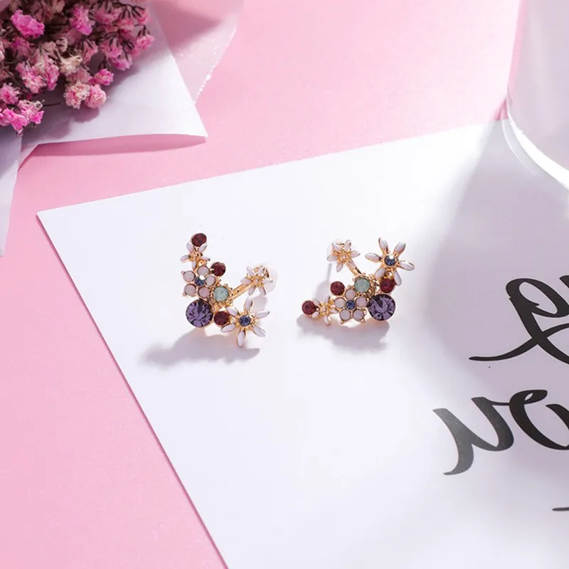 

Fashion Delicate Sweet little colorful flower gold Earrings for girls for party birthday gift