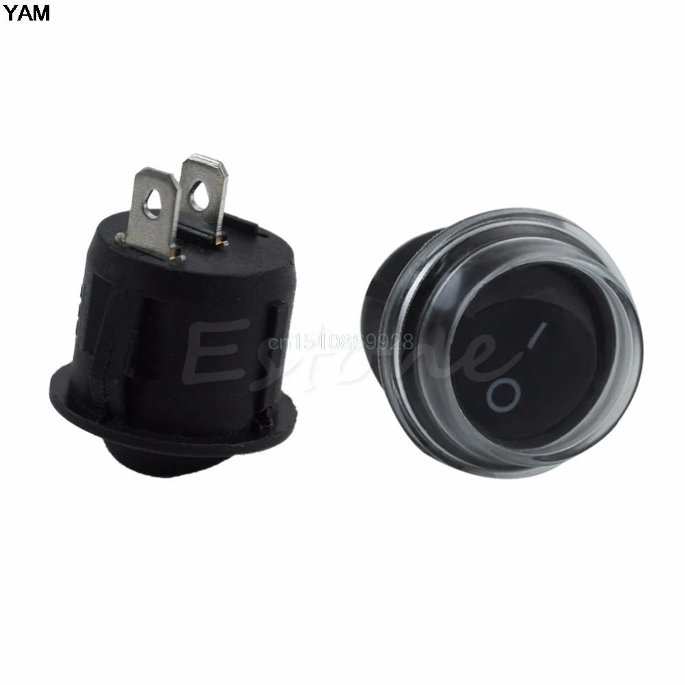 

5 x Round Black 2 Pin SPST ON-OFF Rocker Boat Switch 12V Snap + Waterproof Coat