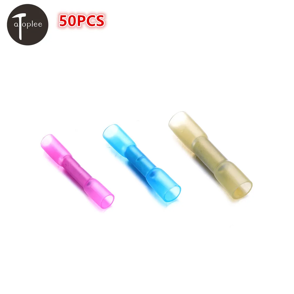 

50PCS 22-16AWG/16-14AWG/12-10AWG Water-proof Heat Shrink Butt Wire Insulated Electrical Wire Cable Crimp Terminal Connector