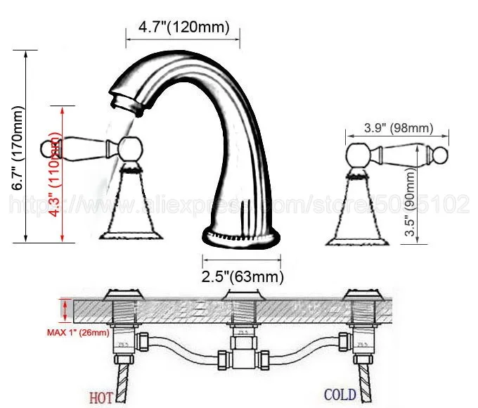 Bathroom Basin Faucet Antique Brass Bathroom Basin Mixer Tap Sink Faucet Double Handles 3 Hole Bathroom Basin Faucet zan091