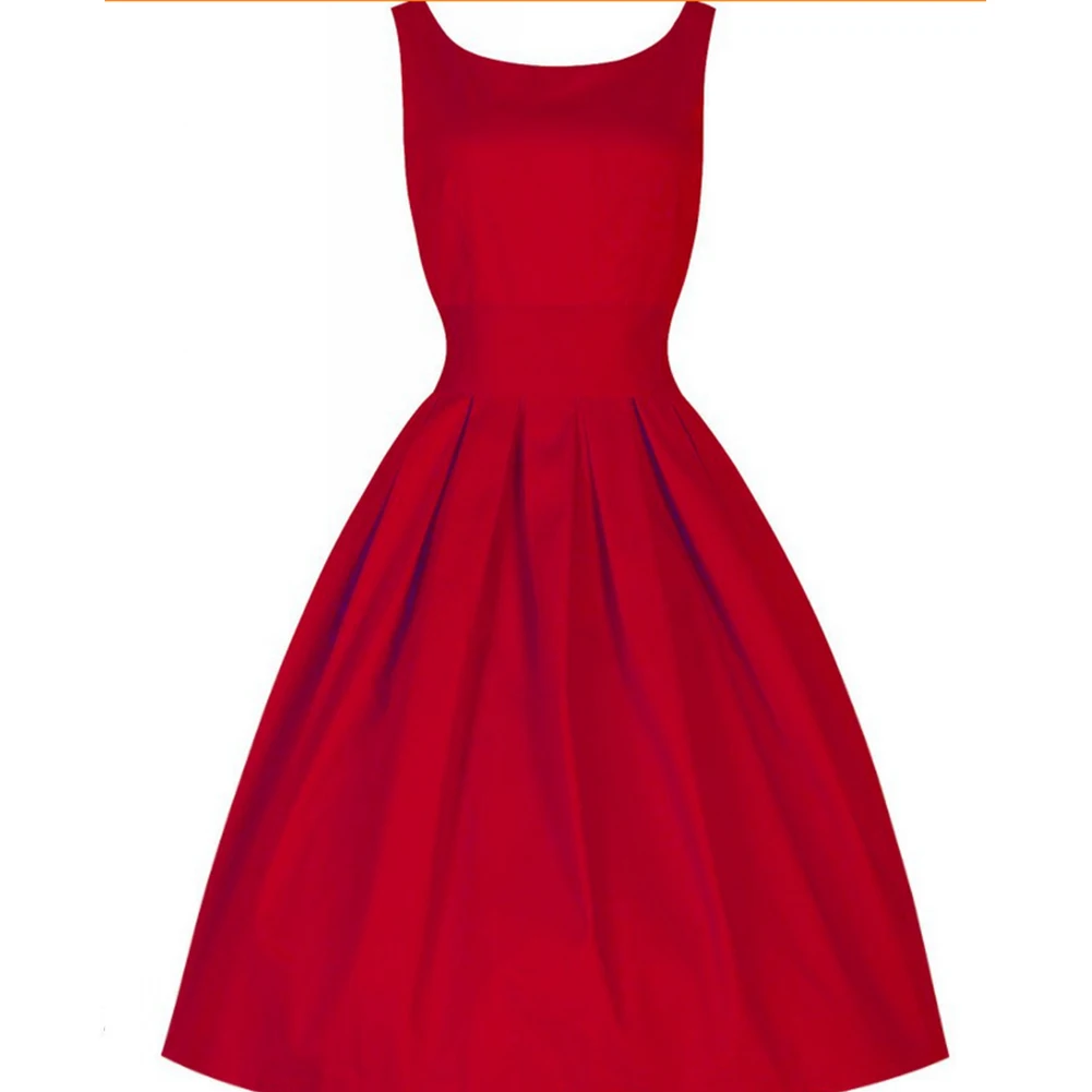

Womens Summer Elegant 1950s Dress Vintage Pinup Retro Rockabilly 50s 60s Belted Bow Party Swing Dress