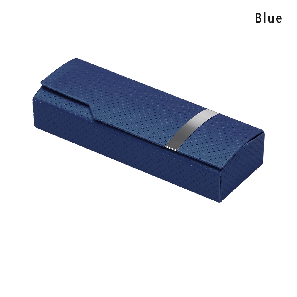 Модный Чехол для очков унисекс портативный имитация дерева зерновые солнцезащитные очки коробка очки для женщин твердая ручная работа квадратная складная коробка для мужчин - Цвет: Синий