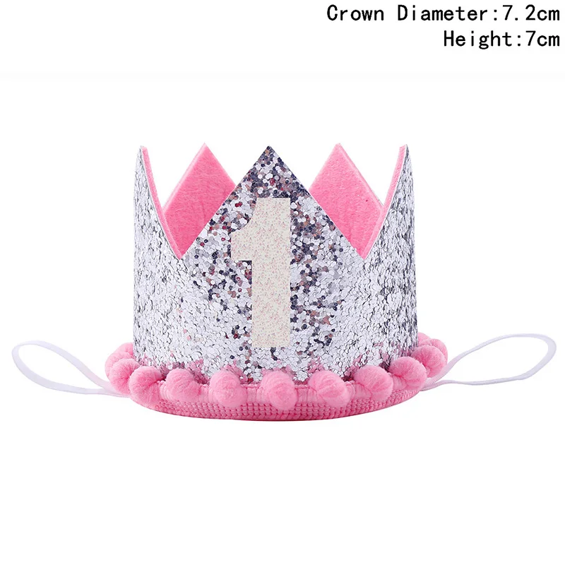 WEIGAO 1 шт. 1 2 3 шапки ко дню рождения цветок корона 1-й День рождения шапка новорожденного ребенка ободок для дня рождения 1 год День рождения украшения