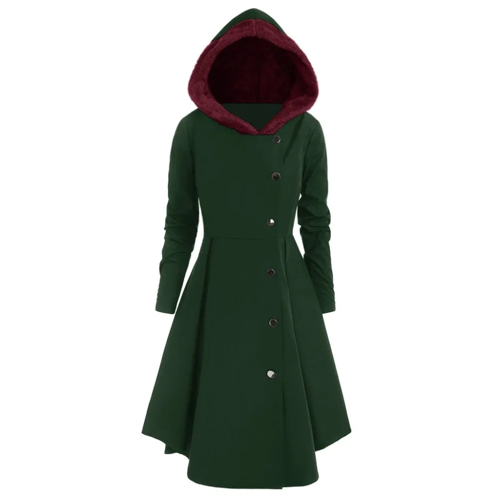 Hot Sale Women Plus Size Asymmetric Outwear befree Fleece Hooded Single Breasted Long Drap Buttons Coat women parka Warm coats Hot Sale Women Plus Size Asymmetric Outwear befree Fleece Hooded Single Breasted Long Drap Buttons Coat women parka Warm coats
