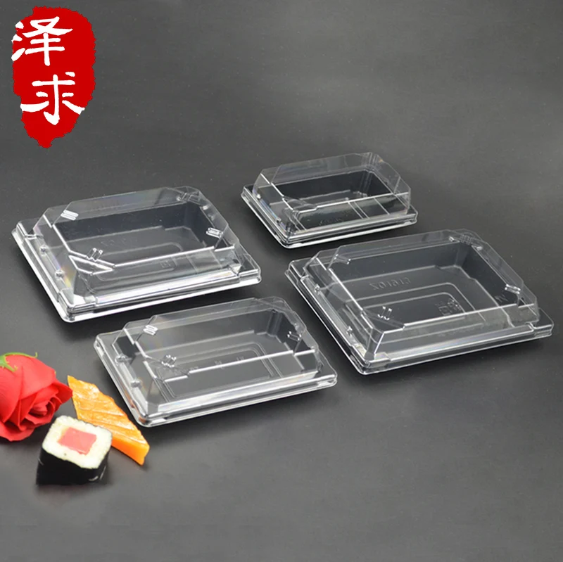 [20 комплектов] коробка для суши-это посылка с пластиковой крышкой, пластиковой крышкой и черной китайской и западной едой