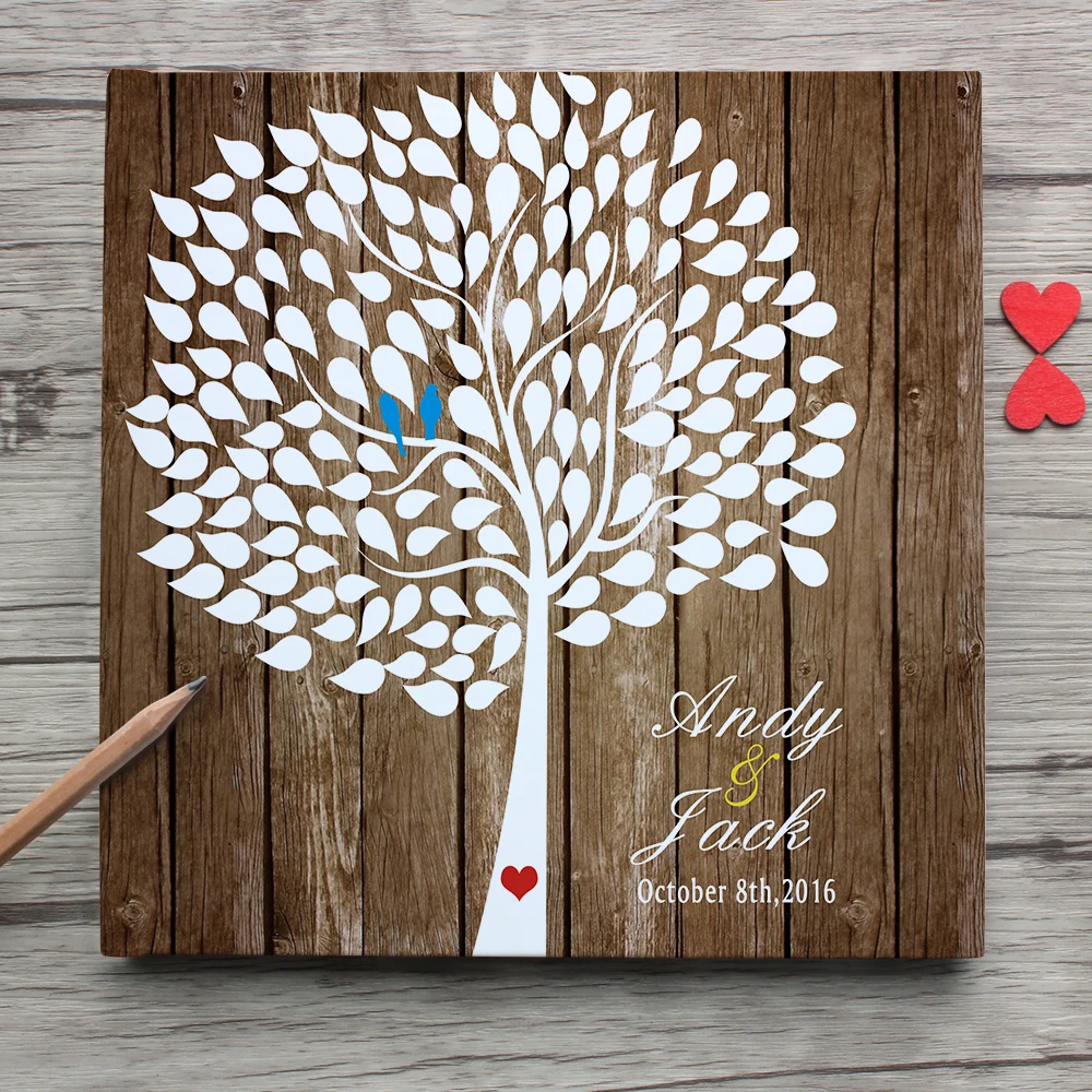 Personalized bride and groom name and date white wedding guest book