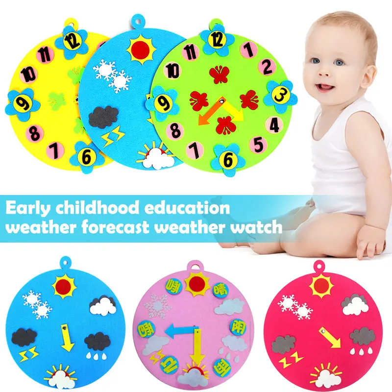 

2019 New Baby Early Educational Clock Time Weather Learning Clock Cognitive Toys for Kids @ZJF