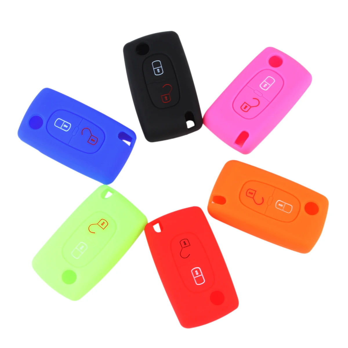 

Car Key Silicone Case Wih Emblems Remote Cover 2 Buttons Folding Key for Peugeot 208 207 3008 308 RCZ 408 2008 407 307