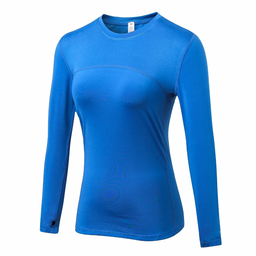 

Women's Cycling Base Layers Quick-Dry running Long sleeve mesh stitching stretch yoga top polyester solid tight-fitting T-shirt