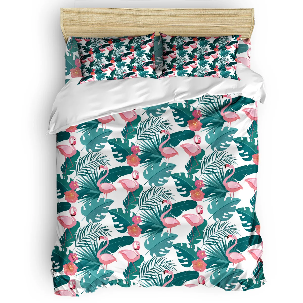

Tropical Plants And Flamingo Patterns Decor Duvet Cover Set