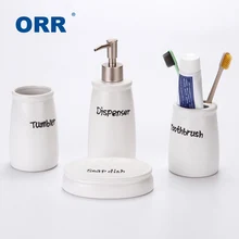 Blk/Wt ванная комната четыре керамические сантехники посуда чашки держатель зубной щетки мыло диспенсер для ванной дисплей sabonetei Articulos ORR