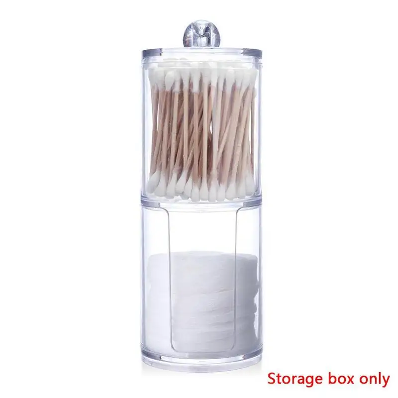 

1pc Double-layer Cover Combination Makeup Cotton Swab Box Ps Transparent Round Makeup Remover Cotton Transparent Storage Box