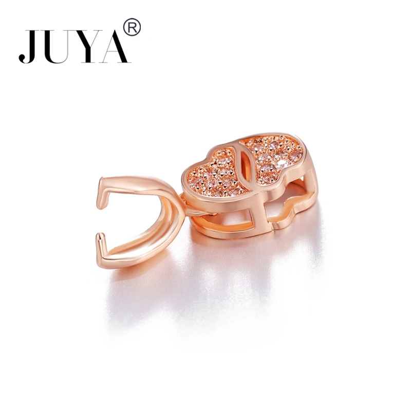 

Supplies For Jewelry Wholesale Copper Zirconia Charms Trendy Bails Connectors Pinch Bail Pendant Clasp DIY Personalized Pendants