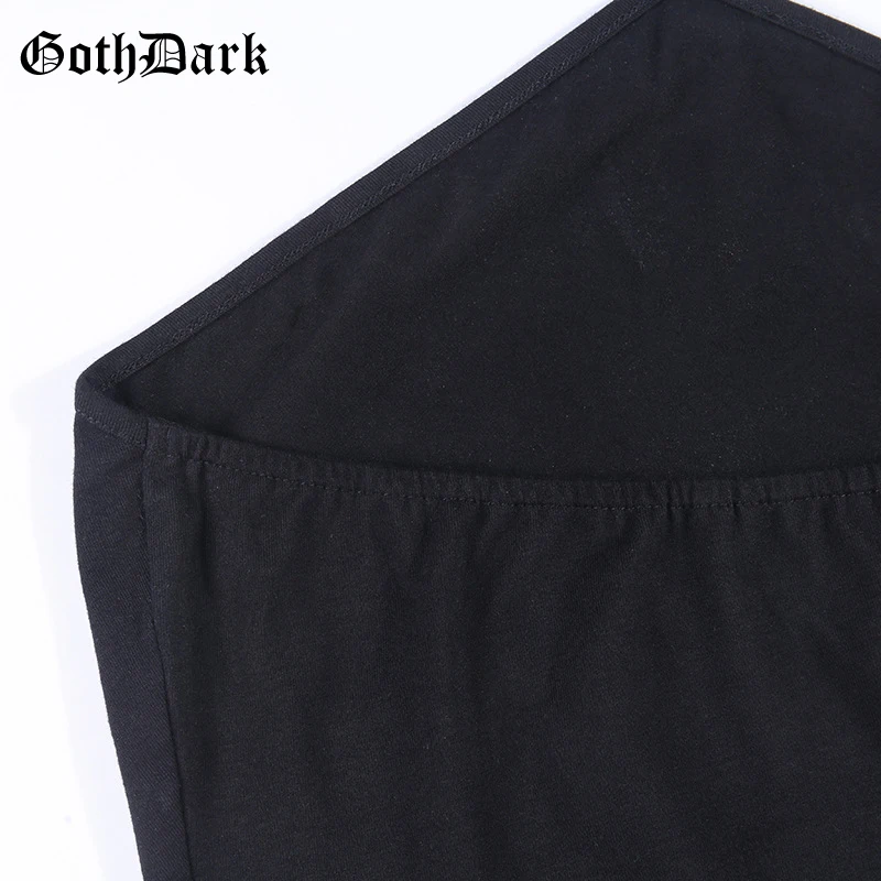 Готический укороченный топ Harajunku с темно-черным принтом и бретелькой через шею, сексуальный панковский топ с открытой спиной в стиле пэчворк, винтажный Топ, модные топы